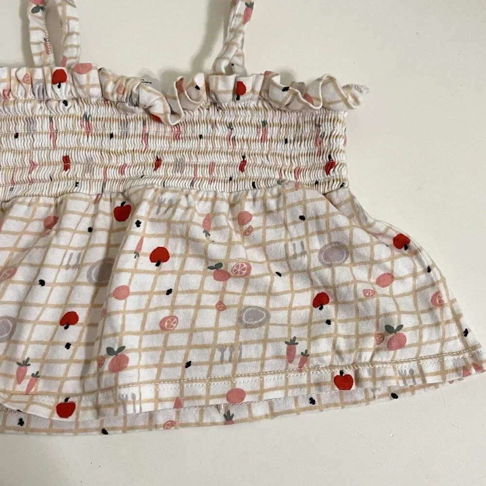 Nordstrom Baby Smocked Tank and Bloomers 2-Pc Set Picnic Fruit Girls SZ 3 Months